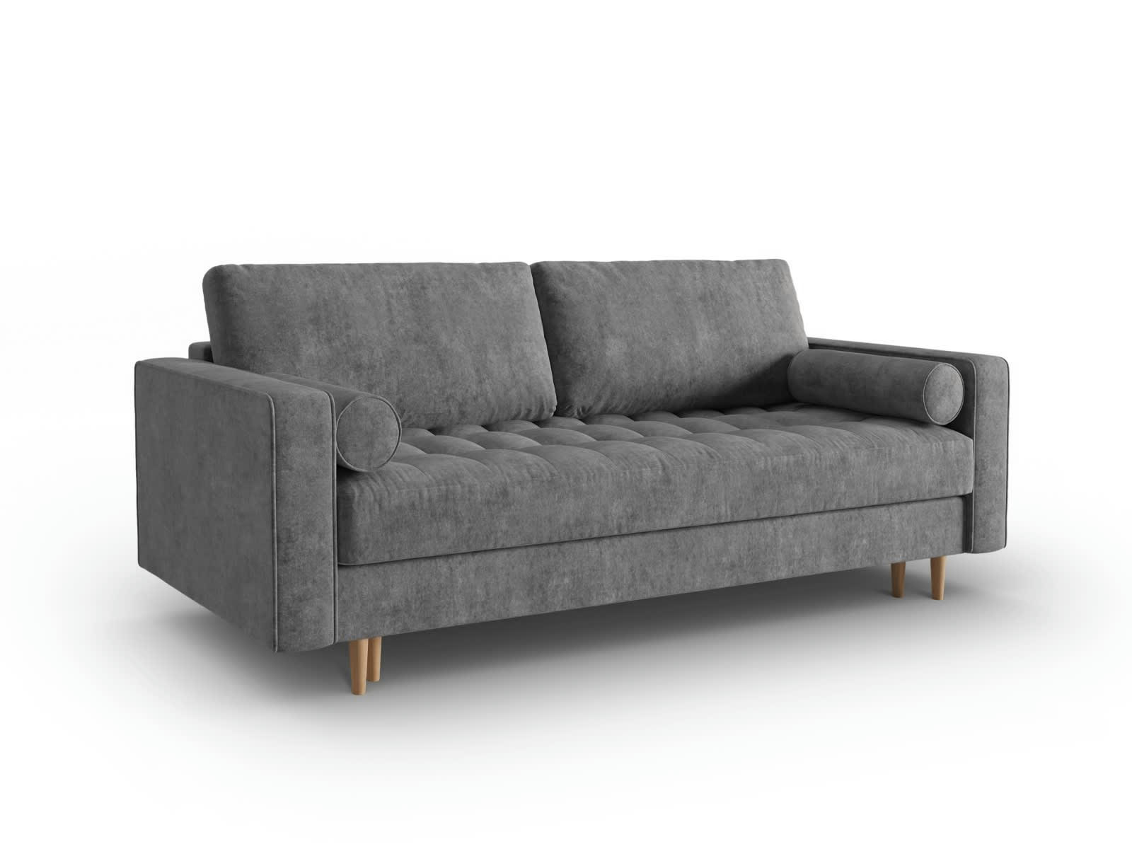 GOBI - Canapé convertible 3 places en tissu structuré gris