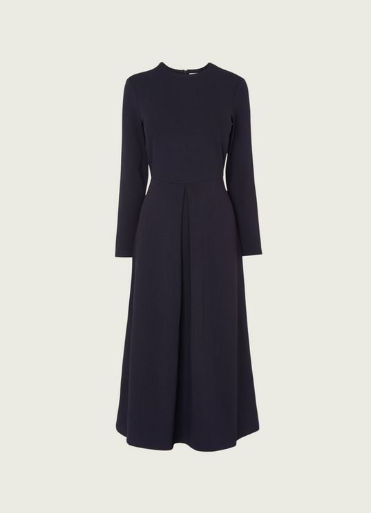 Maria Navy Jersey Fit & Flare Dress