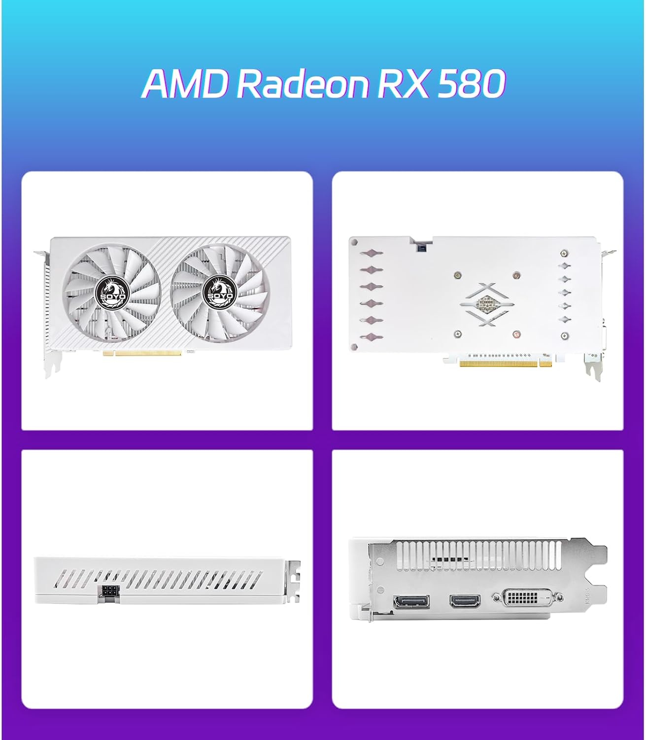 SOYO AMD Radeon RX580 Gaming Graphic Card with 8GB 256 Bit GDDR5 PCI Express x 16 3.0 Equipped with Dual Fans for Working,Gaming