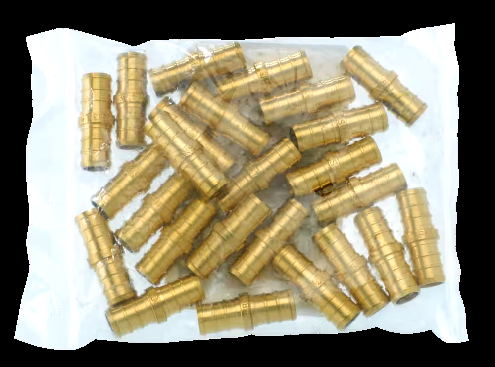 Waterline Solid Brass Coupling Fitting for PEX Pipe, 1/2-in, 25-pk