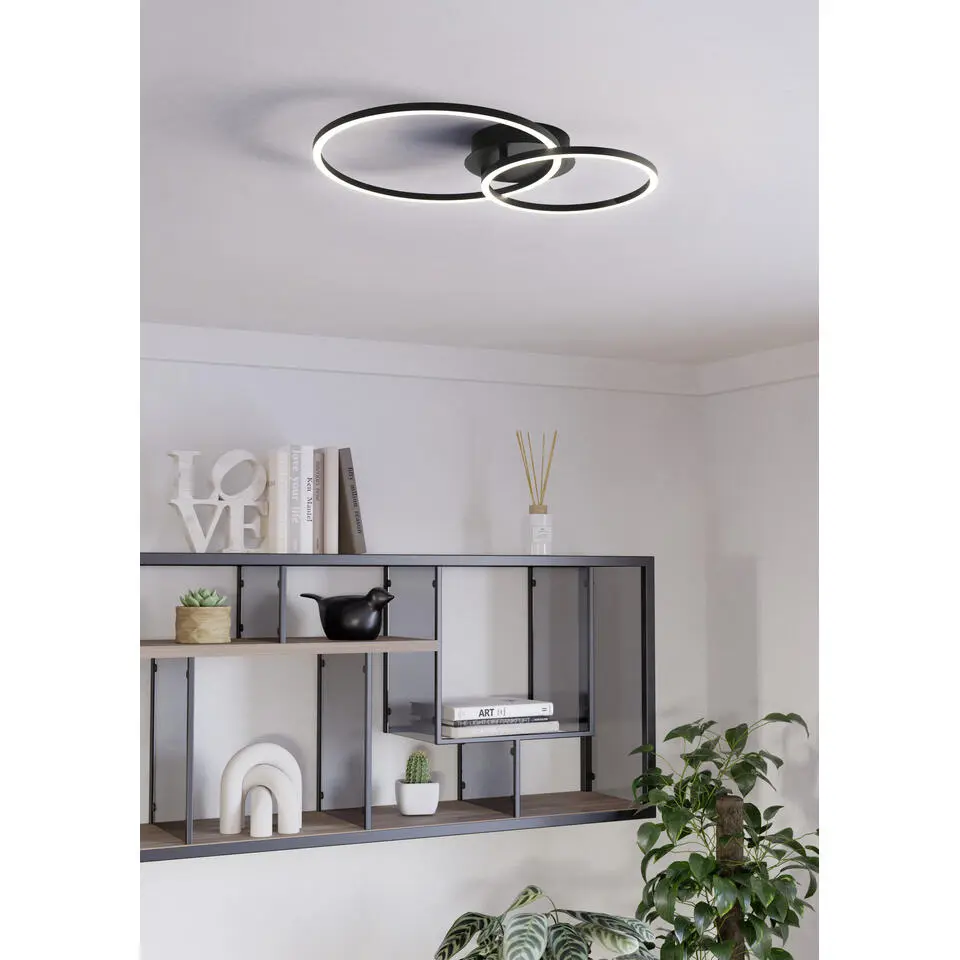 EGLO Palmaves 2 plafondlamp - LED - 55 cm - Rond - Zwart