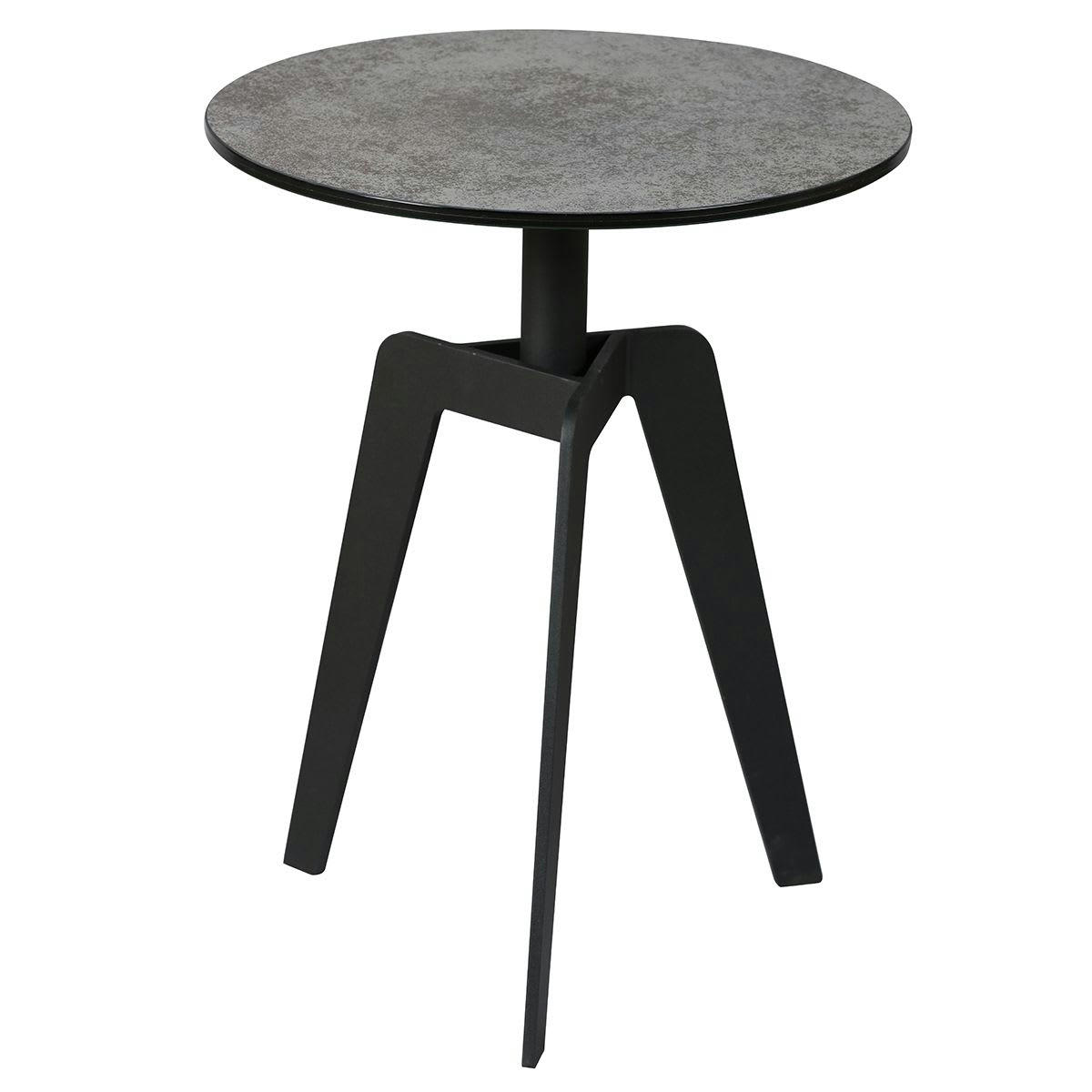 DELORA - Guéridon  rond acier et verre feuilleté