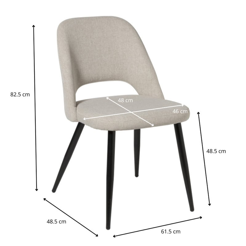 Eetkamerstoel Leonardo - beige - 82.5x61.5x48.5 cm