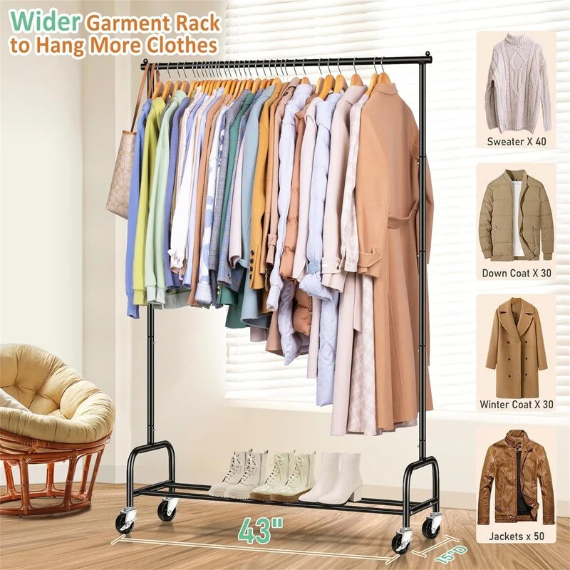 Heavy Duty Clothes Racks for Hanging Clothing Rack - 15D x 43W x 63H