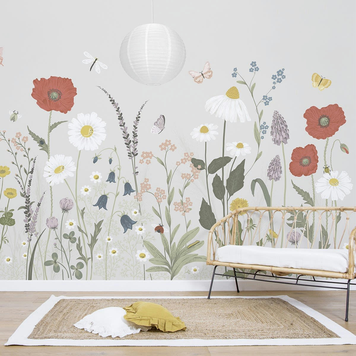 COUNTRY SIDE - Papier peint panoramique fleur sauvage multicolore 4m x 2,48 m