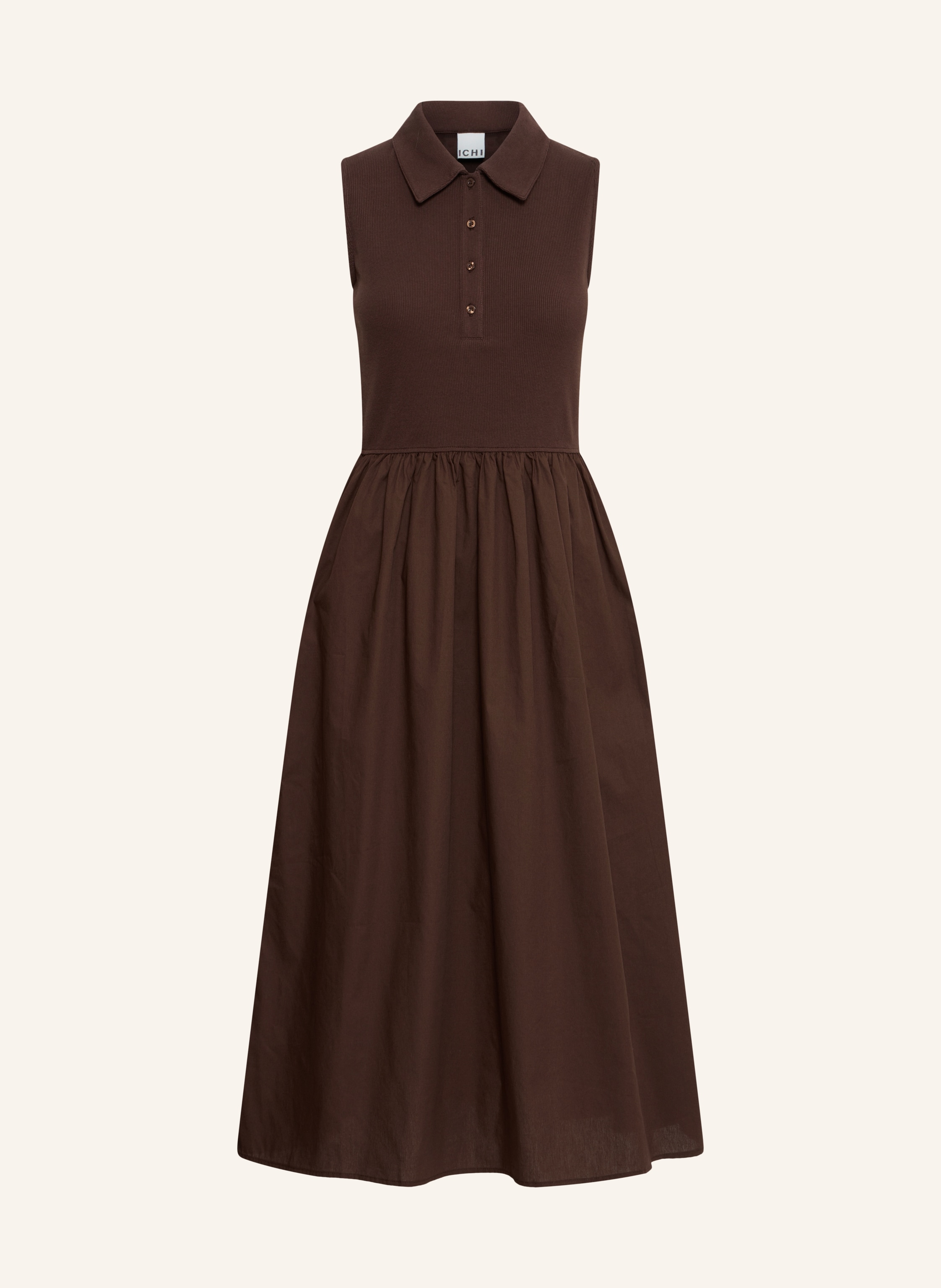 ICHI Polokleid IHMONNA im Materialmix