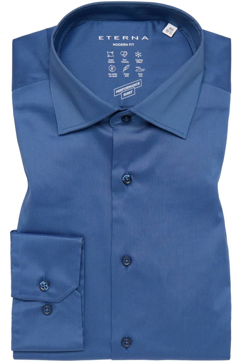 ETERNA Performance Modern Fit Tencel Hemd rauchblau, Einfarbig