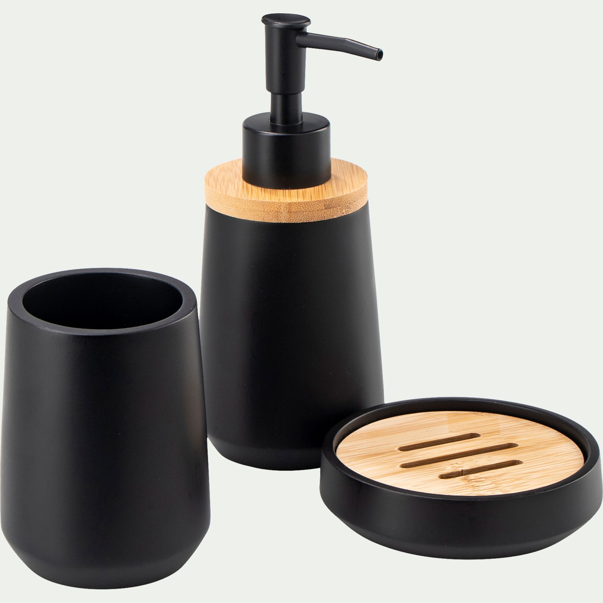 LEUZE - Set de salle de bainen polyresine - noir