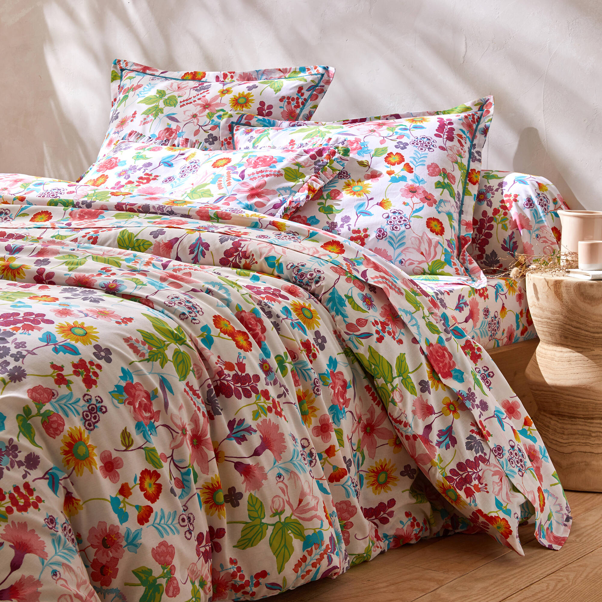 Linge de lit Kelly en coton imprimé floral