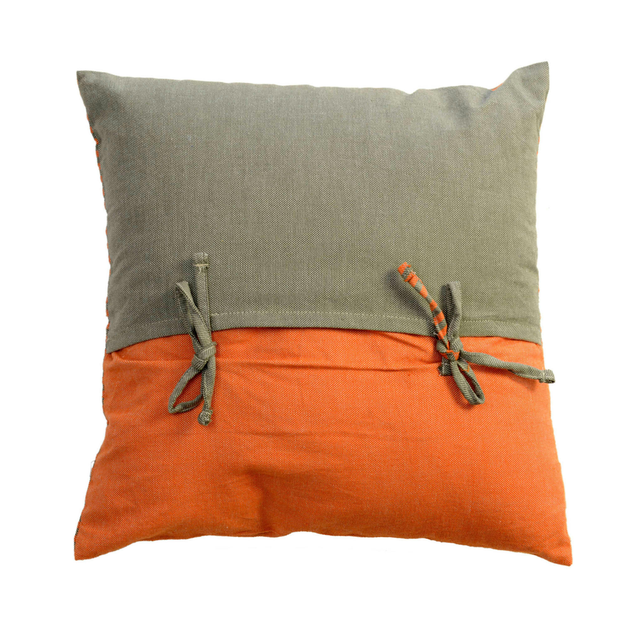TANGER - Housse de coussin en coton à rayures orange et vert 40 x 40