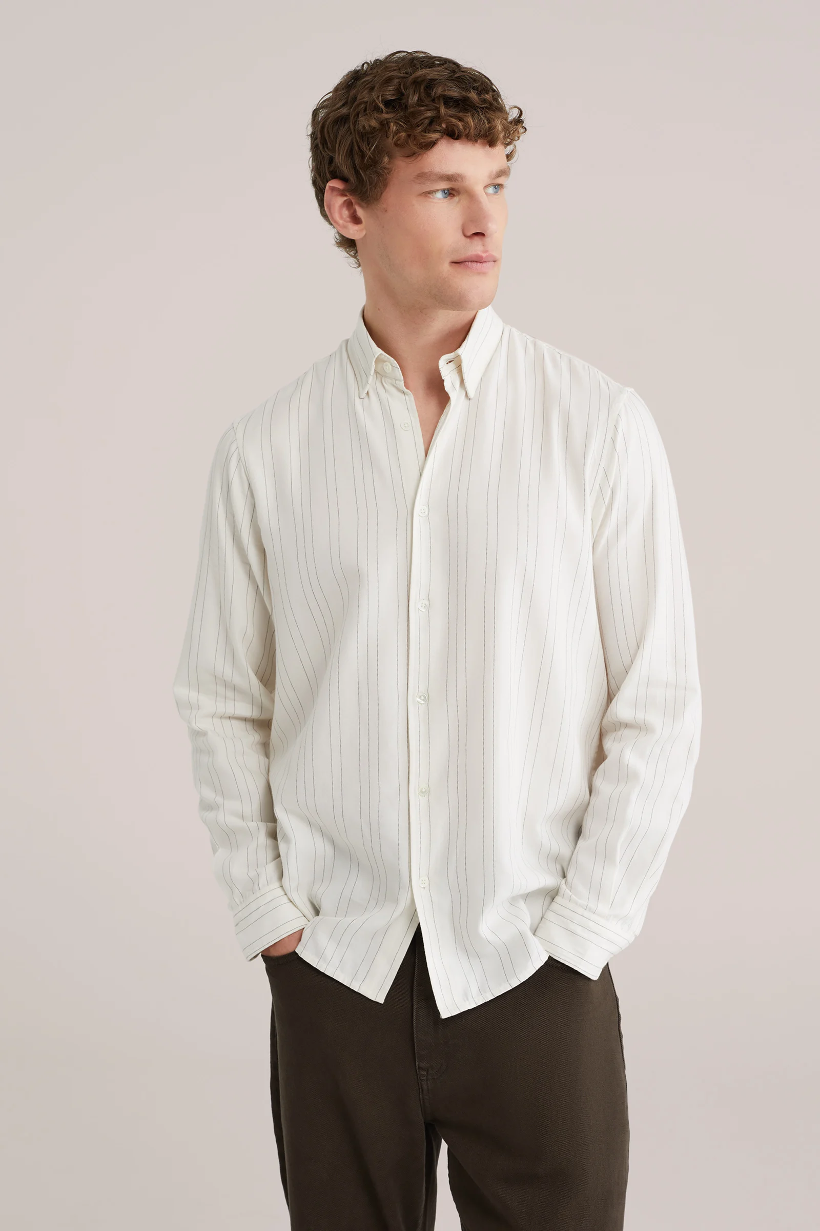 Heren regular fit overhemd van modalmix