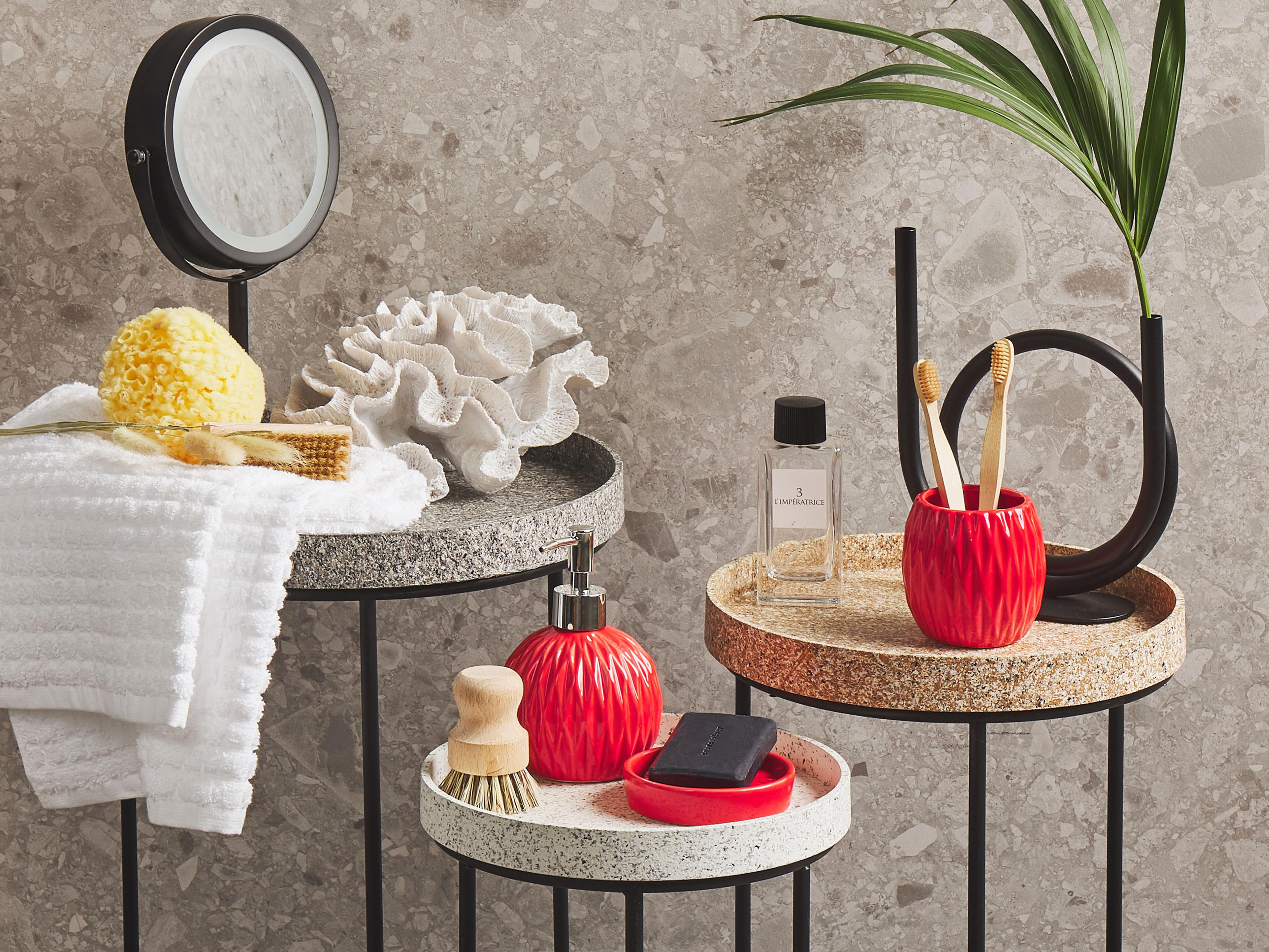 3-Piece Bathroom Accessories Set BELEM Ceramic Red