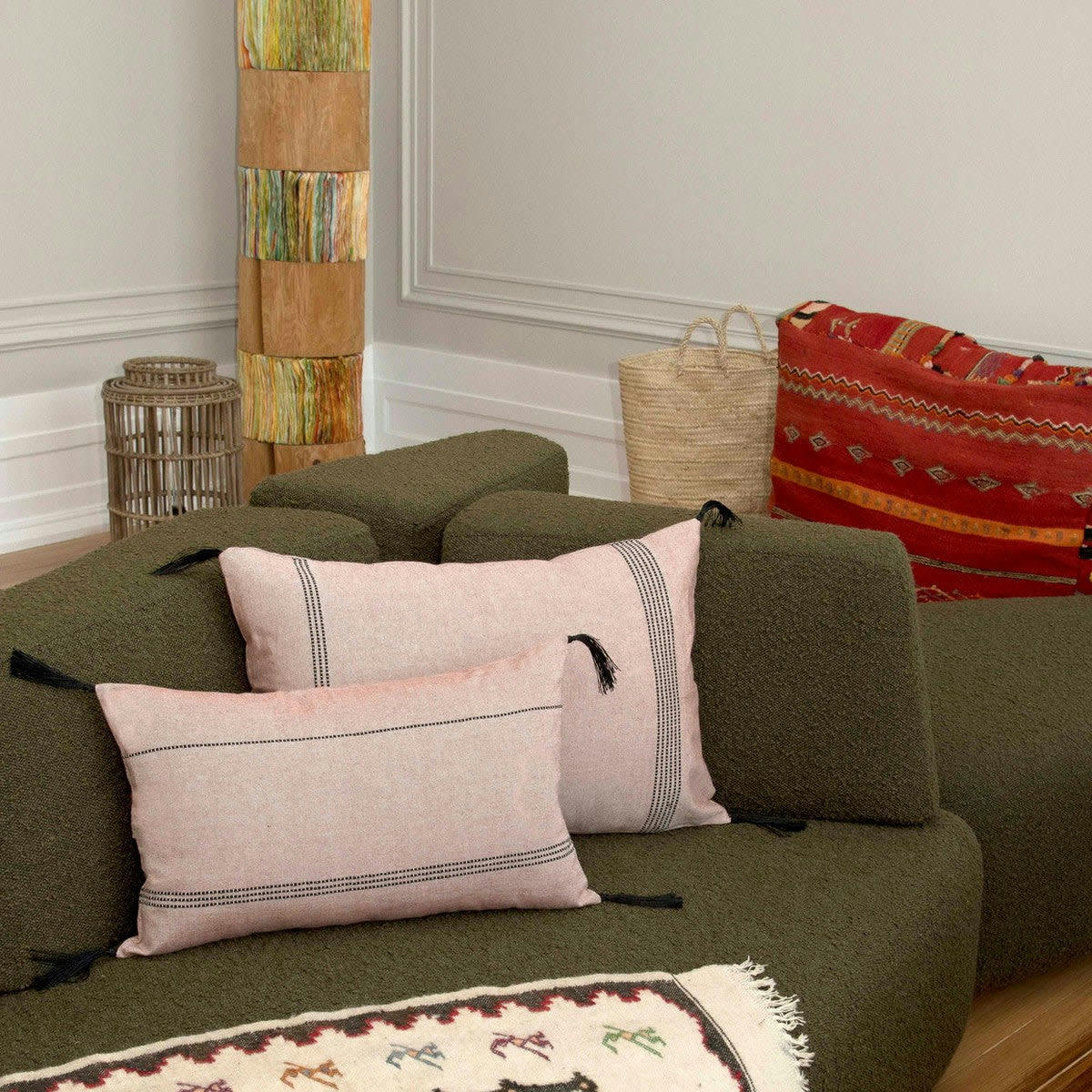 HANA - Housse de coussin coton  60x40 tomette