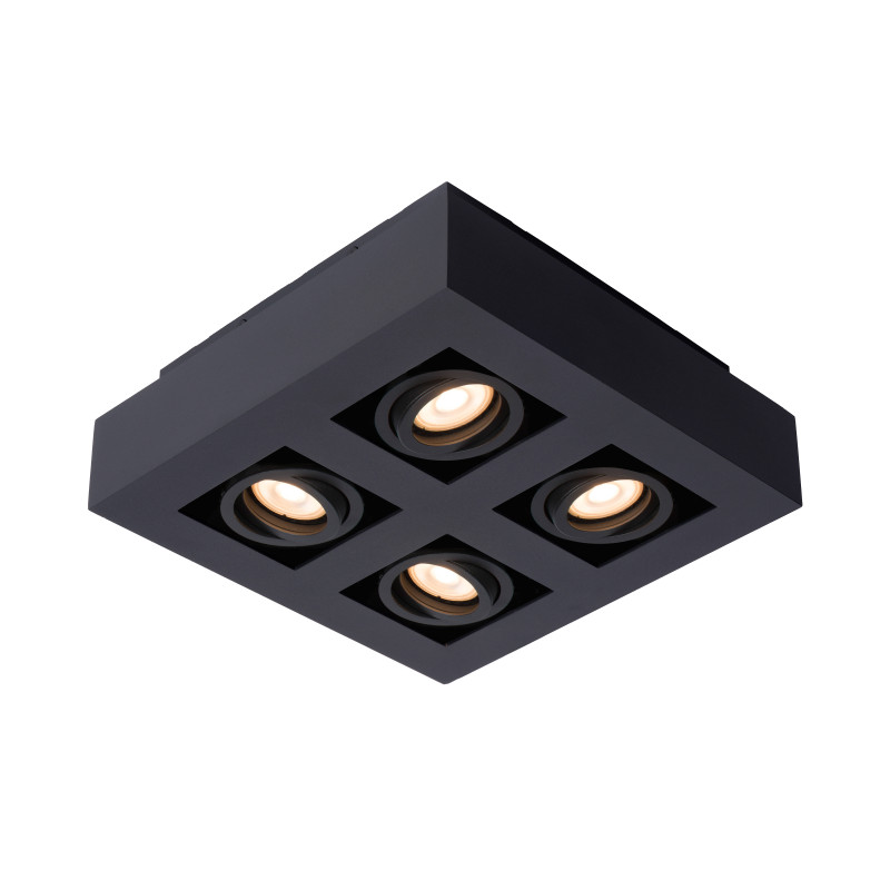 Spot LED Xirax noir dim to warm GU10 4 x 5 W LUCIDE