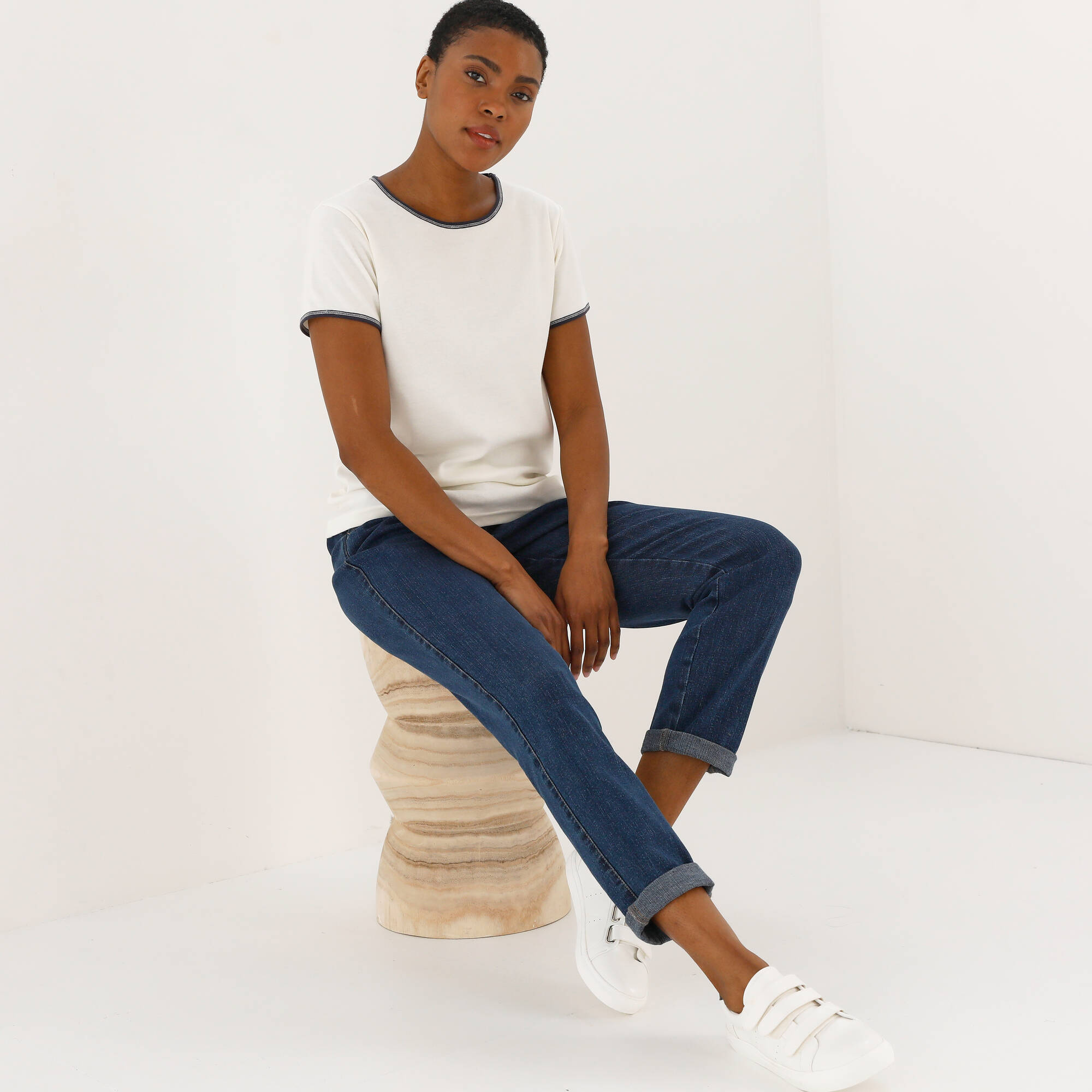 T-shirt bicolore manches courtes