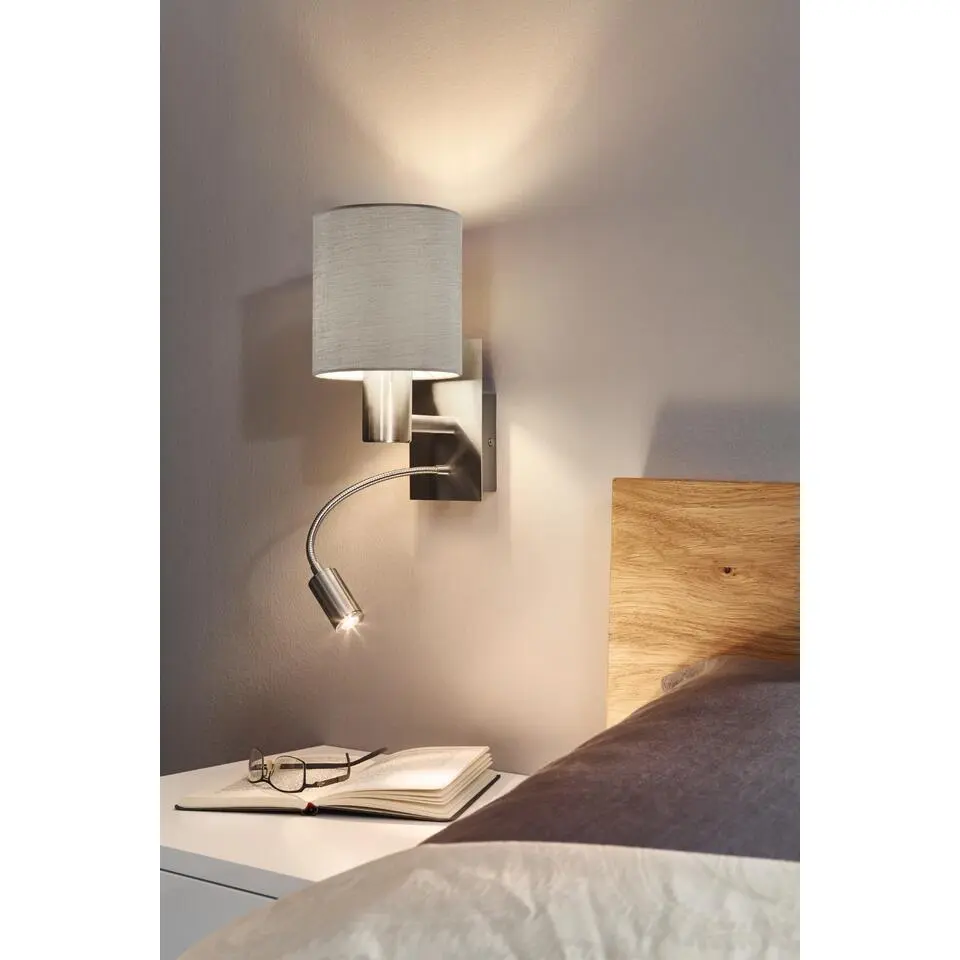 EGLOPasteri-wandlamp-E27-taupe/nickel-mat
