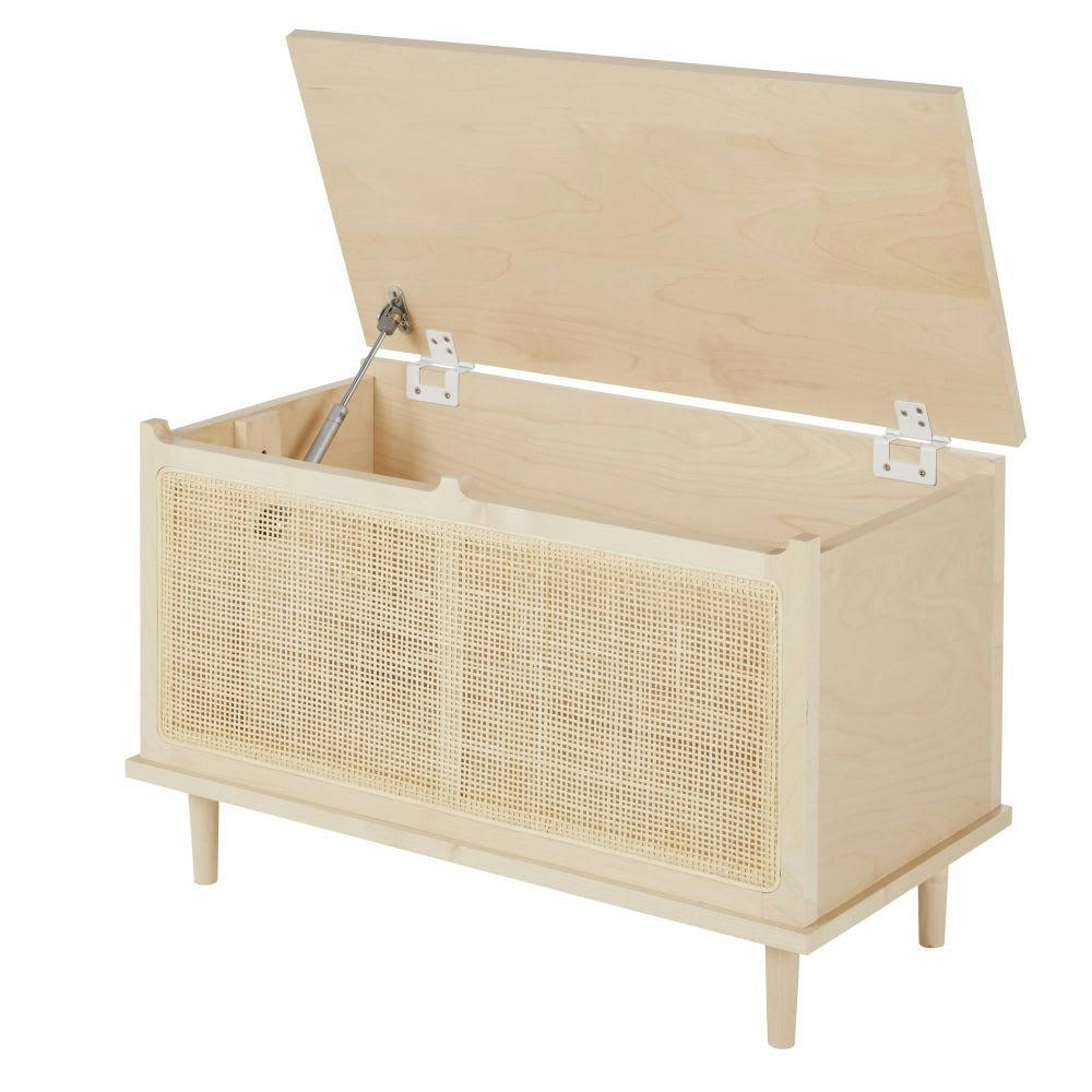 Solstice - Coffre beige finition cannage en rotin
