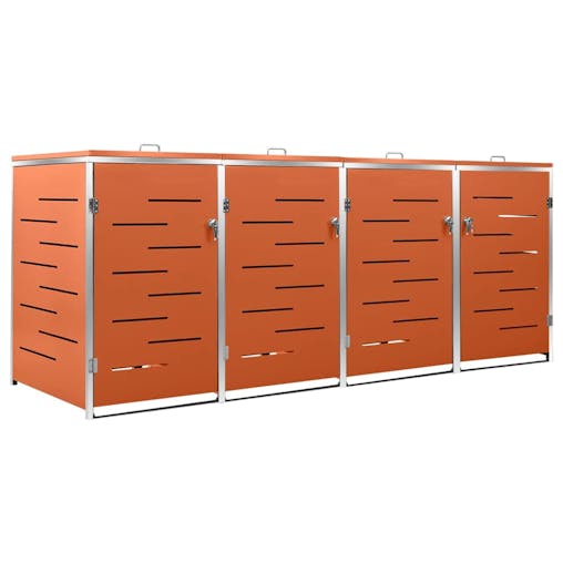 NNEVL Quadruple Wheelie Bin Shed 276.5x77.5x115.5 cm Stainless Steel