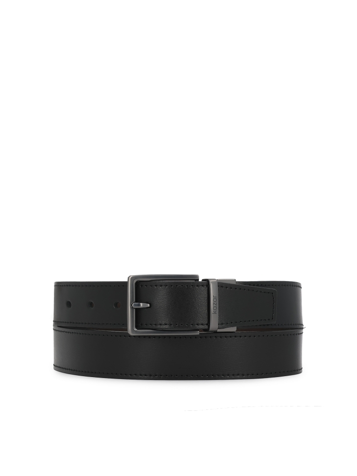 Double-sided men's natural leather belt