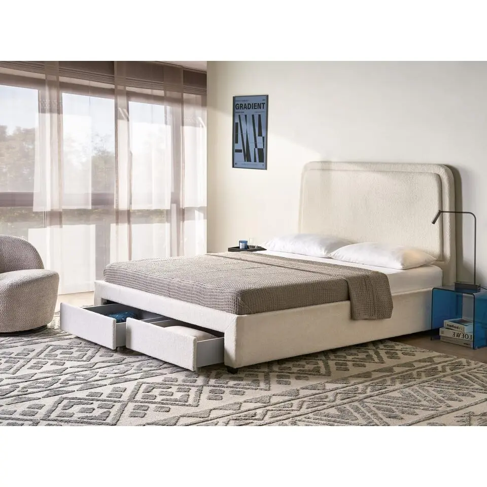 SARDENT - Tweepersoonsbed - Off-white - 160 x 200 cm - Boucl&eacute;