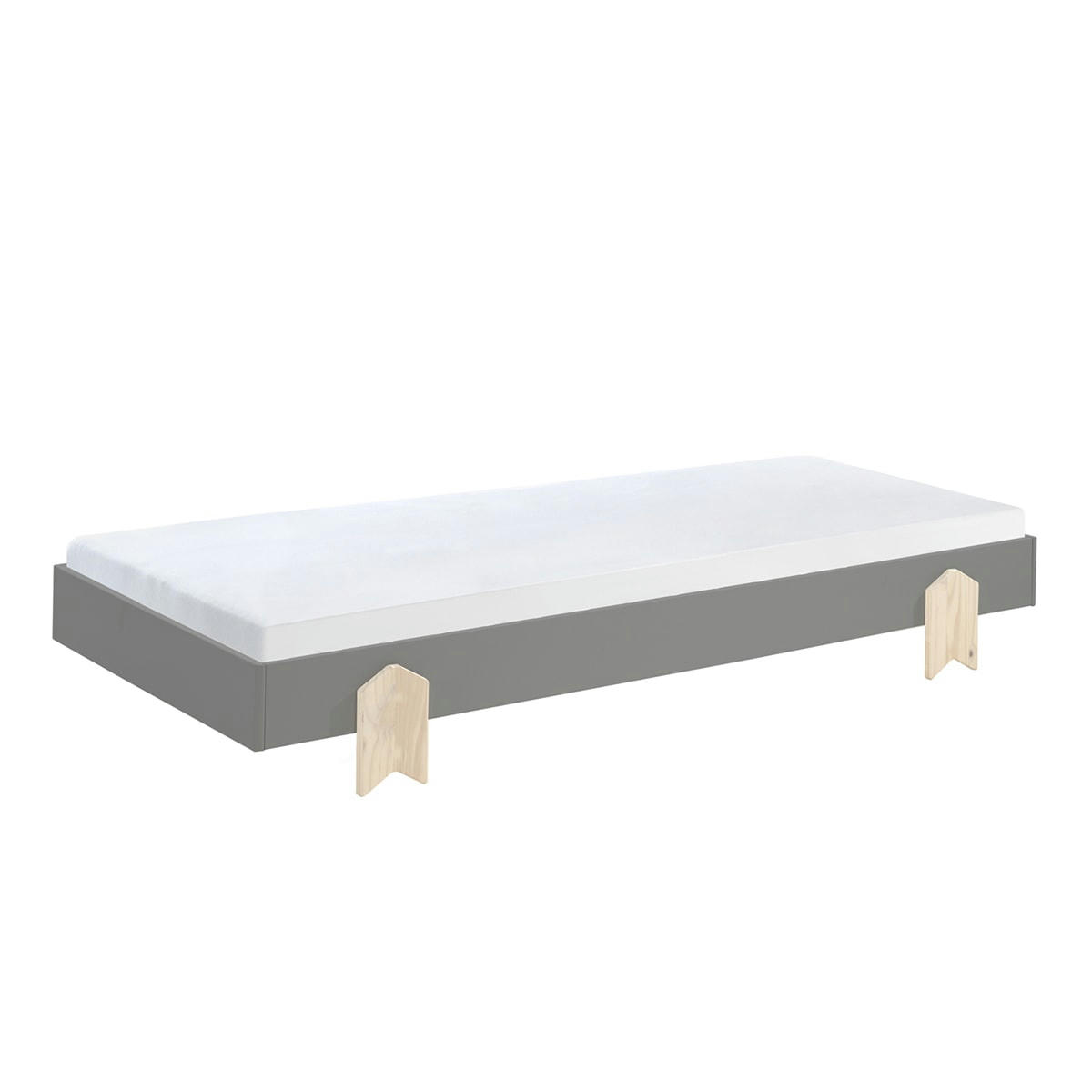 MODULO - Lit empilable 90x200 sommier inclus gris