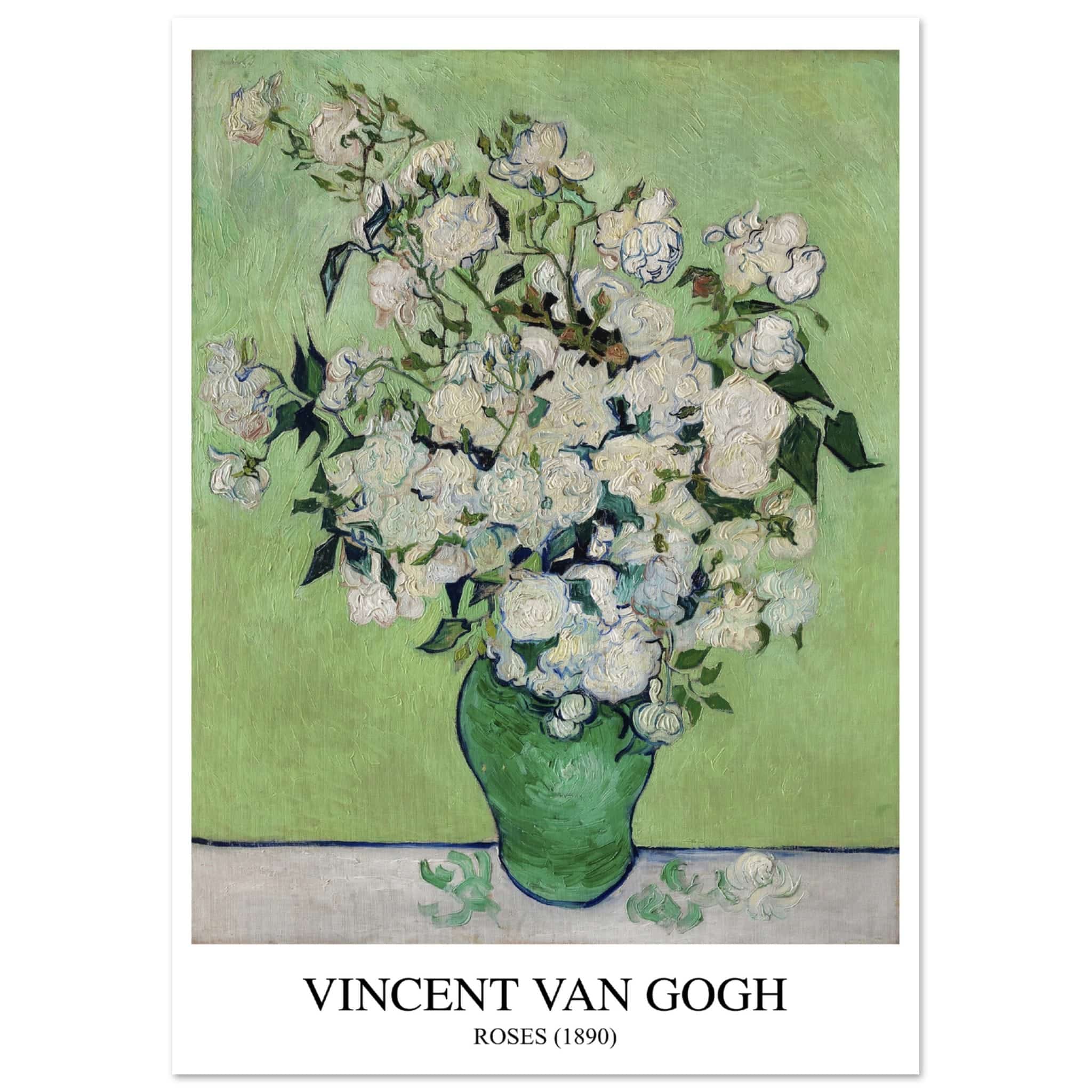 Artfulprints Poster Vincent van Gogh - Roses  - A4 21x29.7 cm - Groen