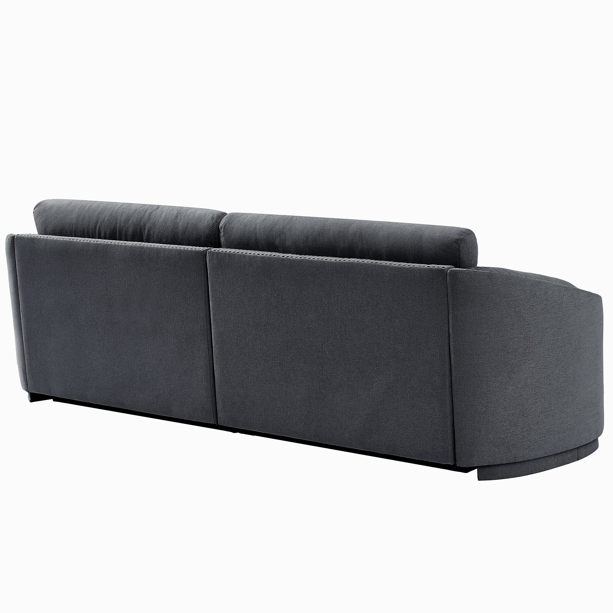 Sofa with Semilunar Arm, Rivet Detailing, and Solid Frame