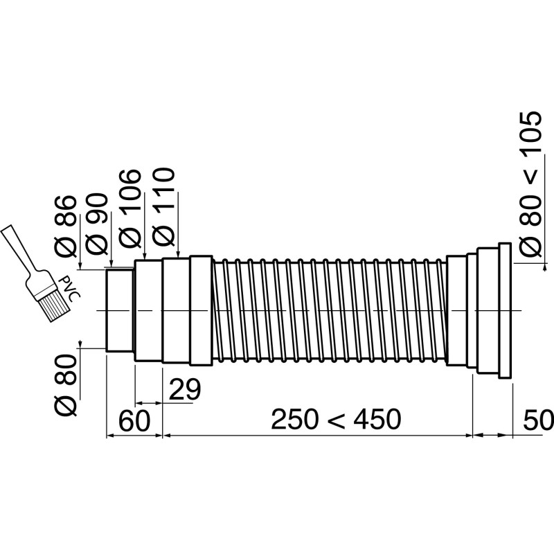 Pipe longue Soupless pour WC WIRQUIN
