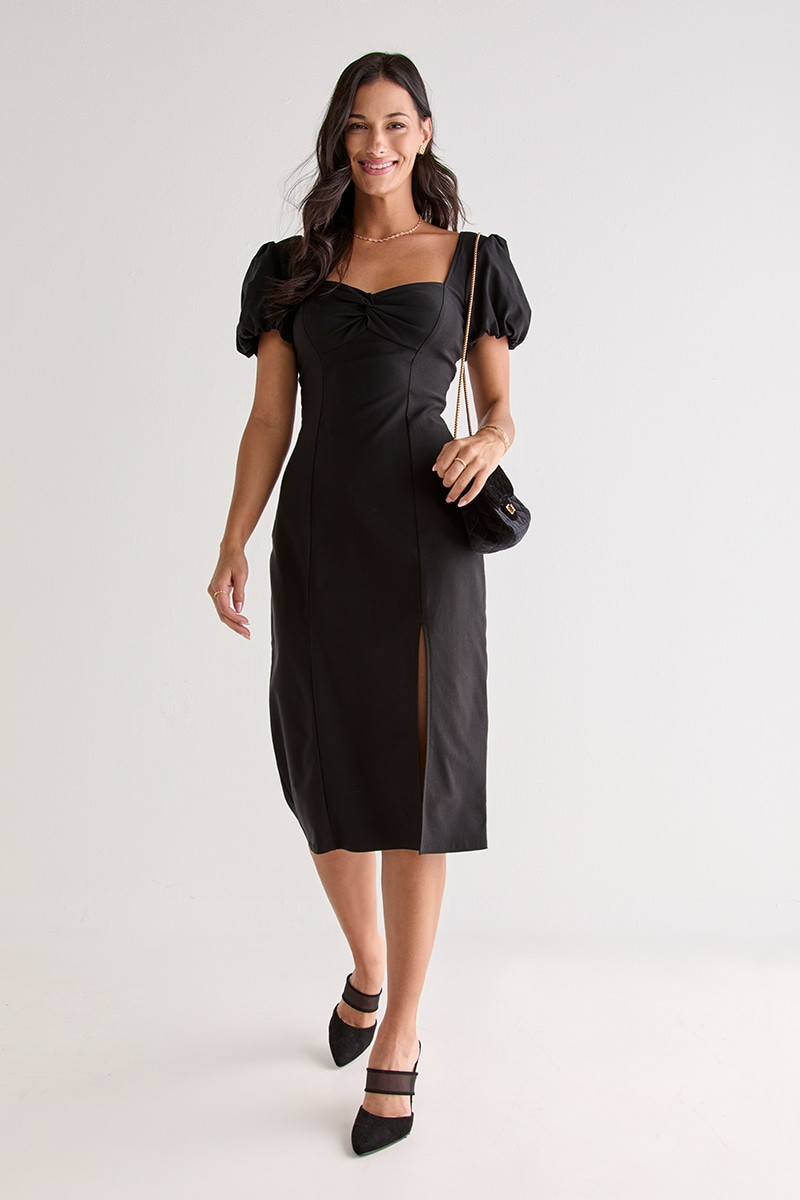 Elisa Puff Sleeve Midi Dress