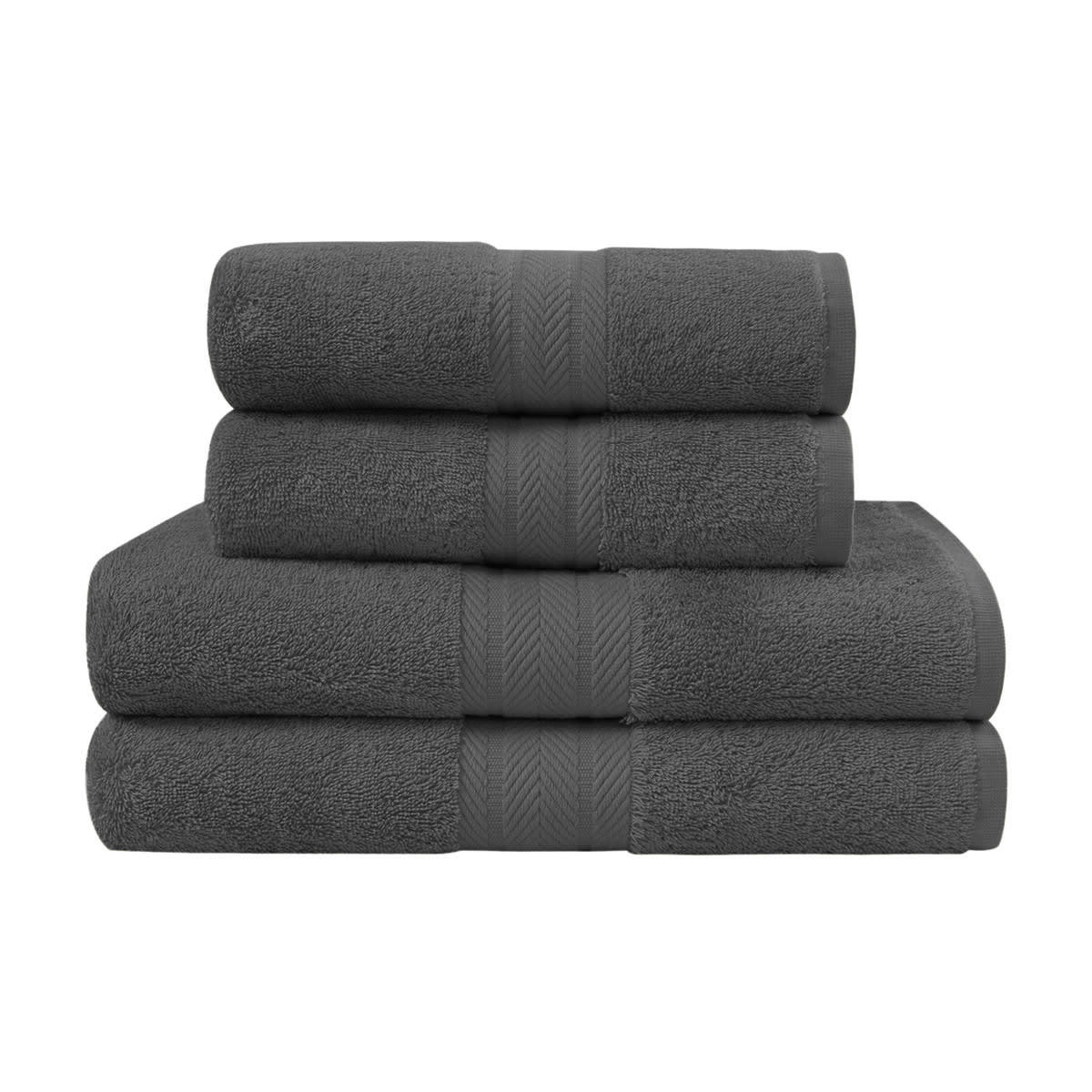 LUXURY - Ensemble de bain 4 pièces en coton Anthracite