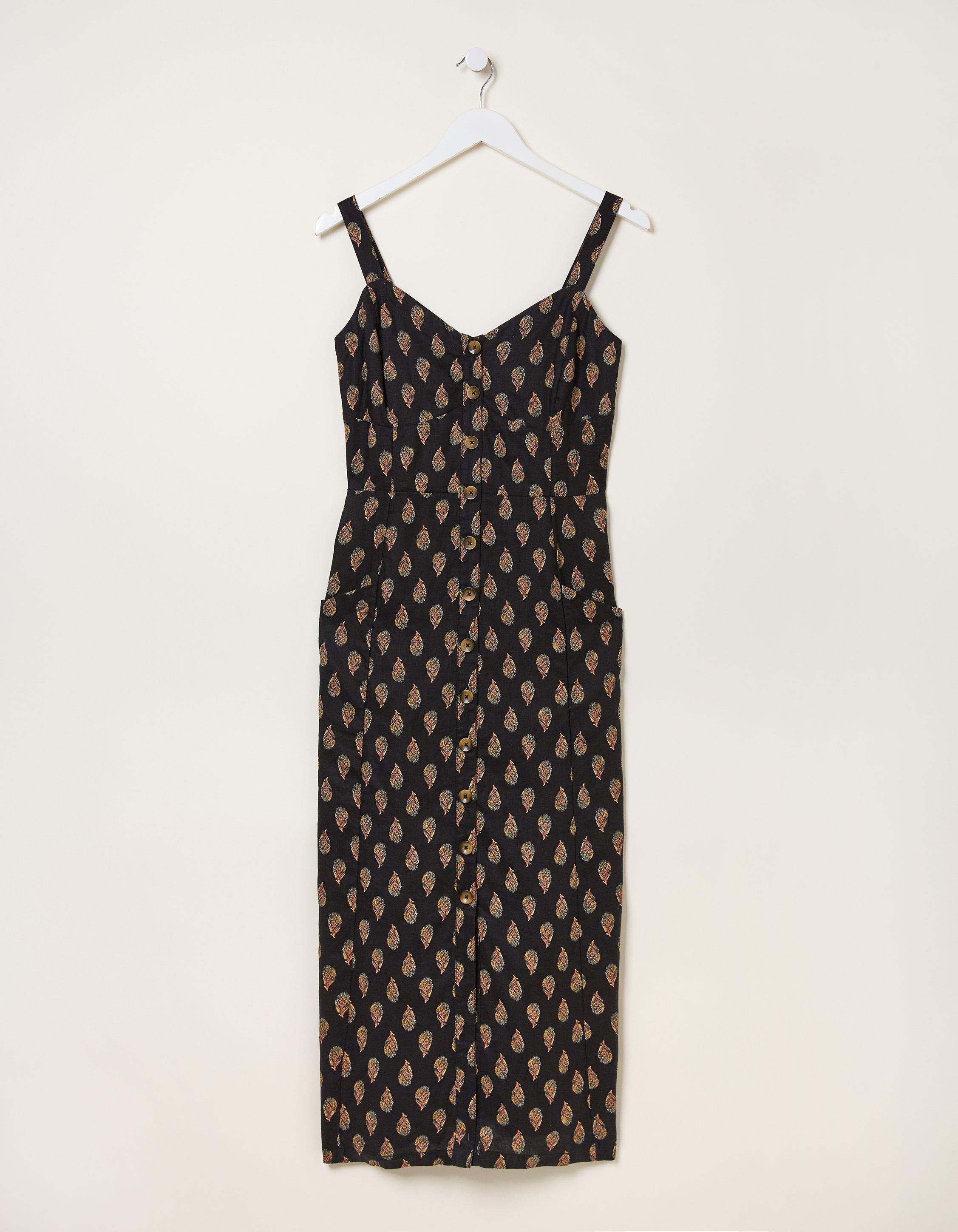 Corey Woodblock Linen Dress