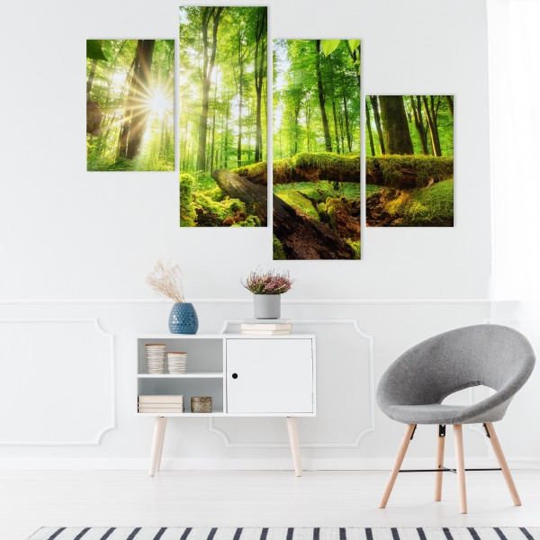 Obraz Tetraptyk Krajobraz Leśny Pejzaż 3D 80x50cm