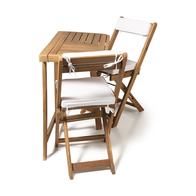 Tuinset Kreta met kussens - rechthoekig - set van 3 - bruin/wit