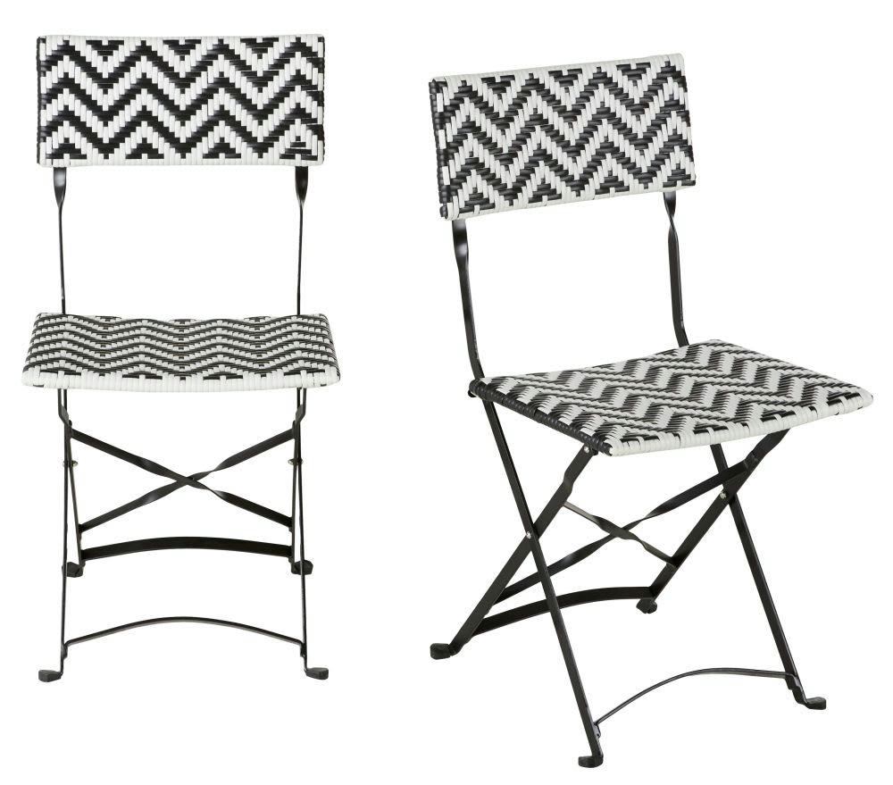 Lotta Business - Chaises de jardin professionnelles en résine tressée noire et blanche (x2)