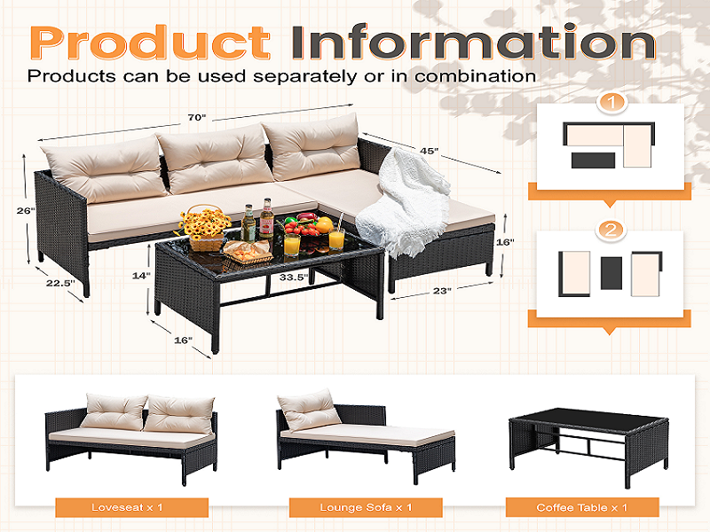 outdoor sectional patio furniture lounge sofa couch rattan all weather water resistant modern