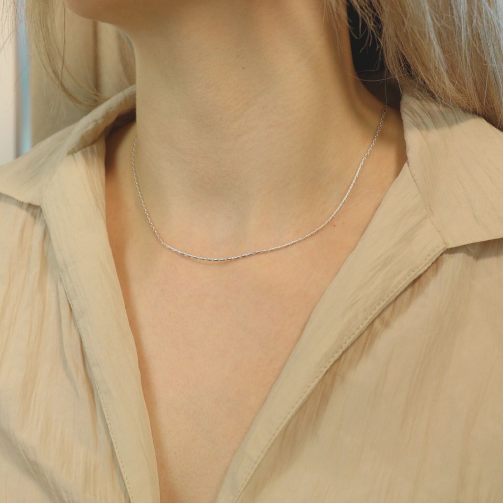The Colourful Aura 925 Sterling Silver Plain Braided Thin Unisex Chain Choker Necklace