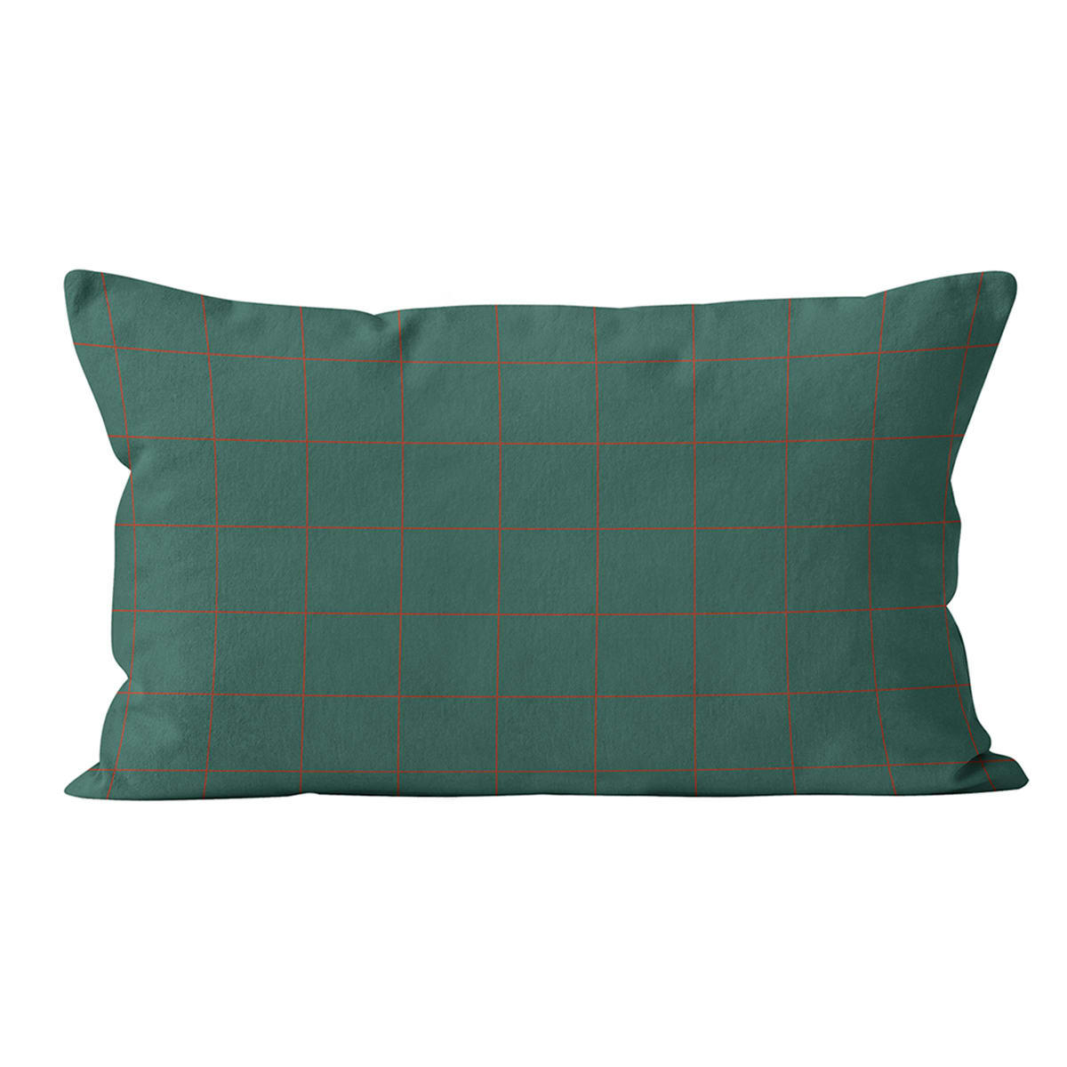 - Coussin imprimé à carreaux velours vert rouge 40x67cm