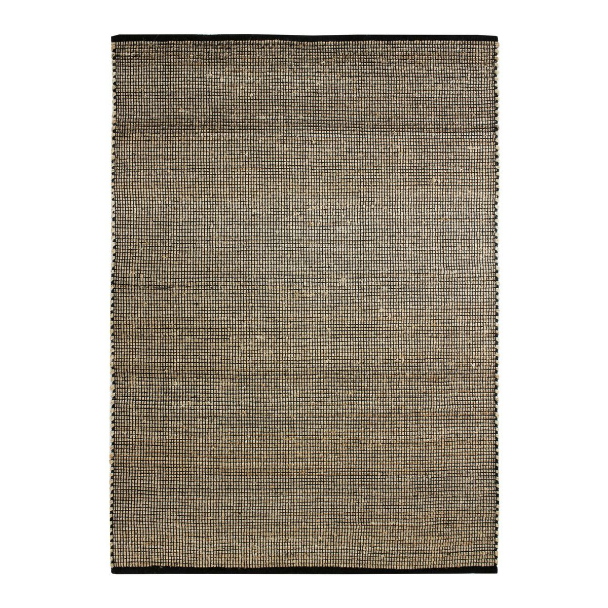 JUTE - Tapis tissé en jute et coton noir et naturel 120x170
