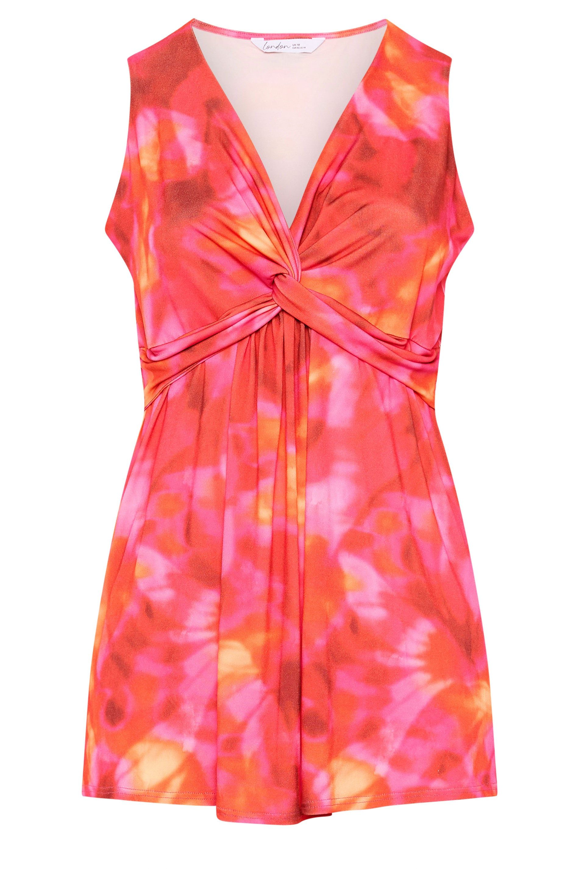 Yours Abstract Sleeveless Knot Front Top