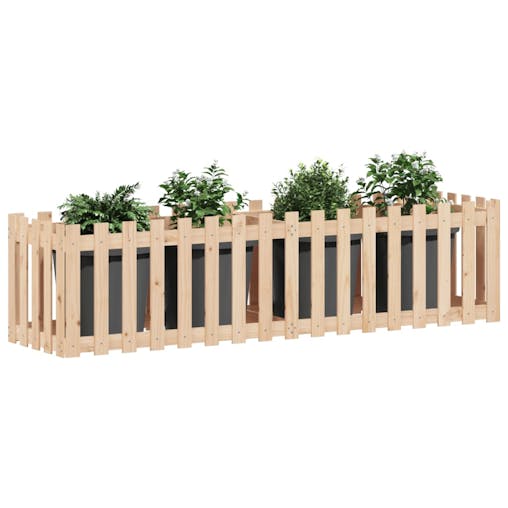 NNEVL Garden Raised Bed with Fence Design 200x50x50 cm Solid Wood Pine
