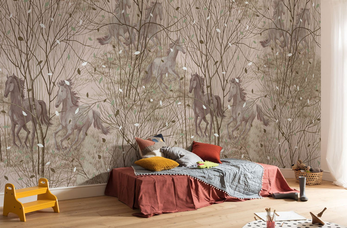 Komar fotobehang paarden licht paarsgrijs - 600 x 280 cm - 612794