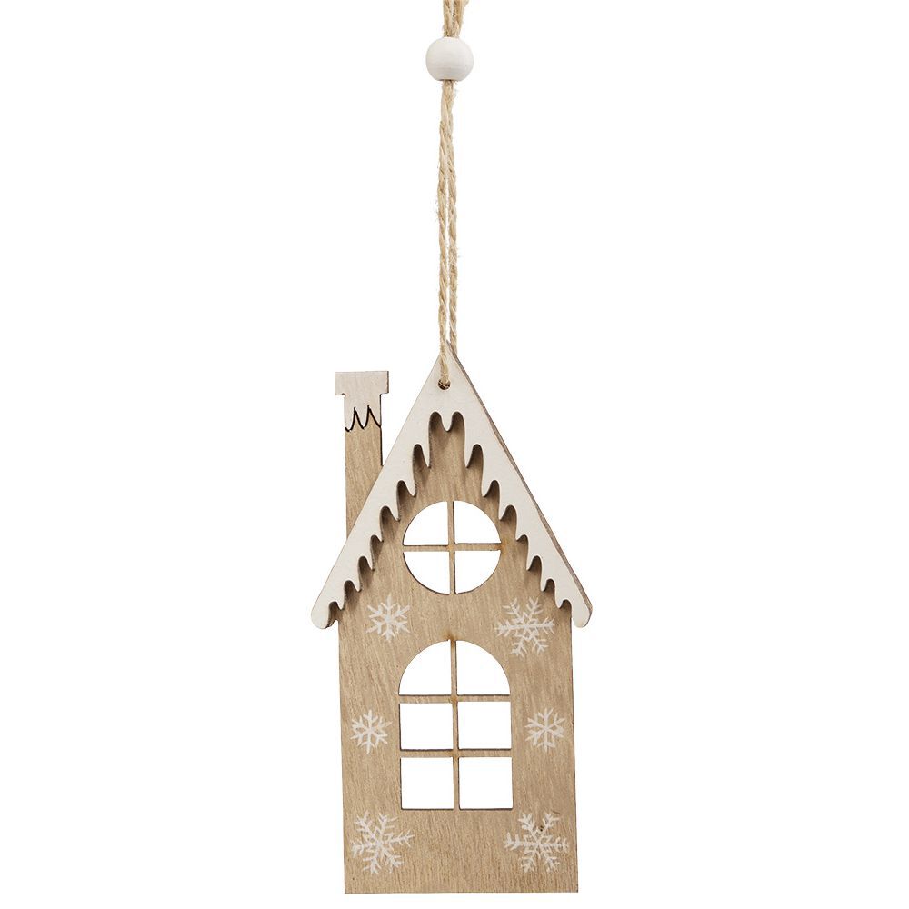 Décoration de No&euml;l chalet en bois à suspendre H.11,5 cm