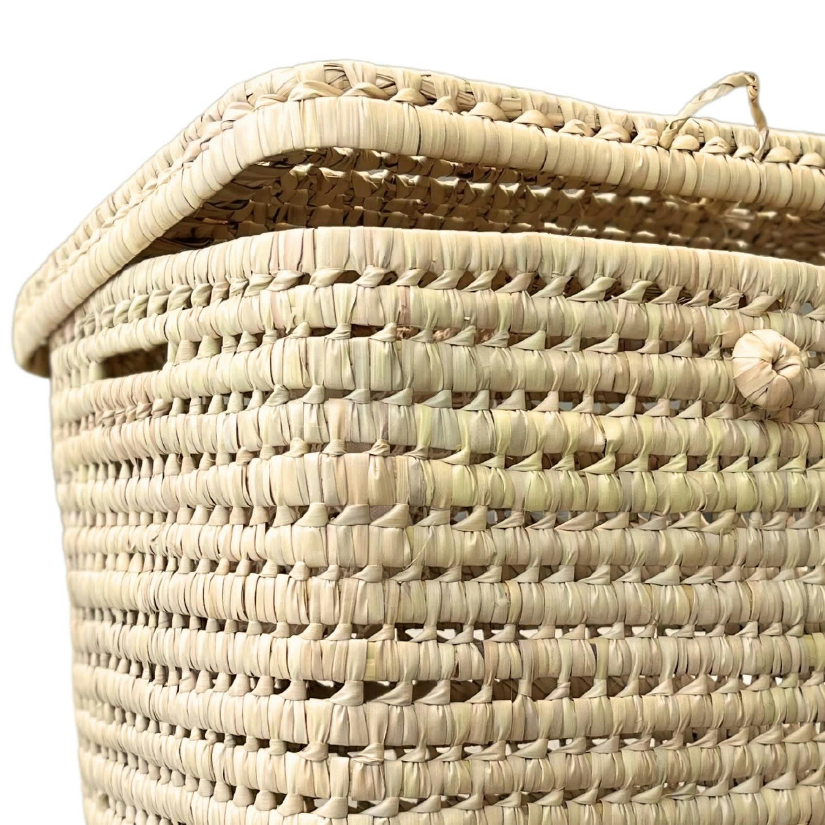 - Panière à linge rectangle palmier osier naturel 40x36x50 cm