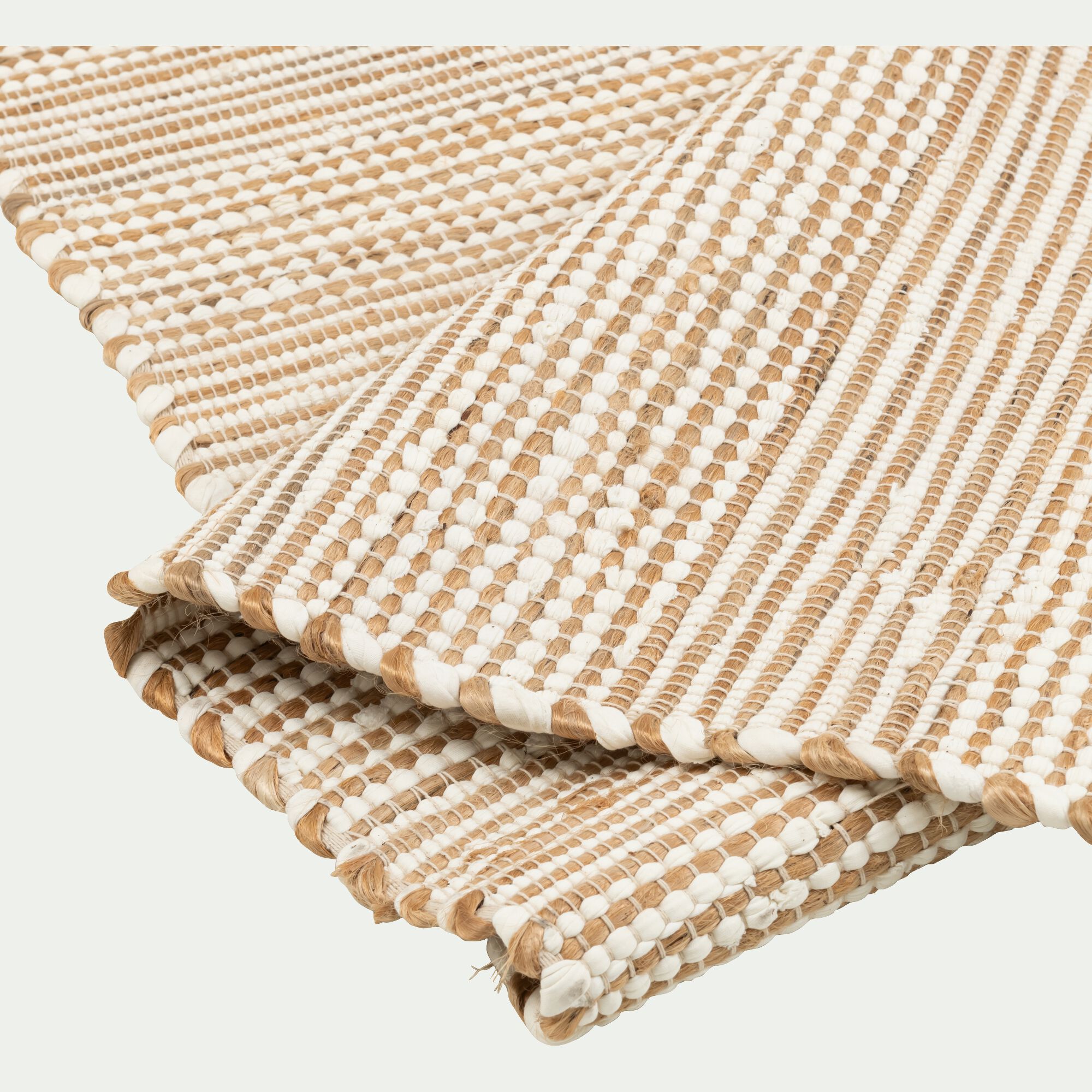 LIETO - Tapis en coton et jute finition franges 200x290 cm - naturel