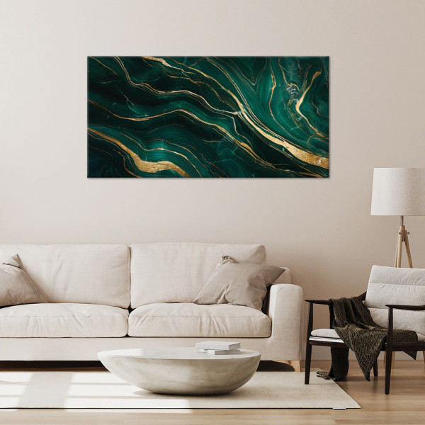 Feeby Obraz na płótnie, Zielony Szmaragdowy Marmur Abstrakcja 120x60