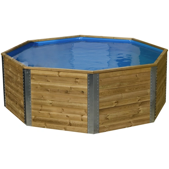 Achteckpool, grau/grün, BxHxL: 310 x 116 x 310 cm