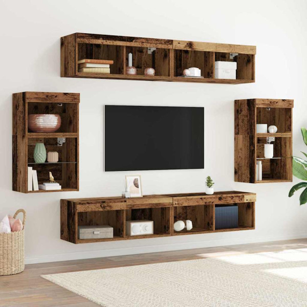 Zestaw Szafek RTV Szafka pod Telewizor Meblościanka Brąz 40 x 28.5 x 40 cm