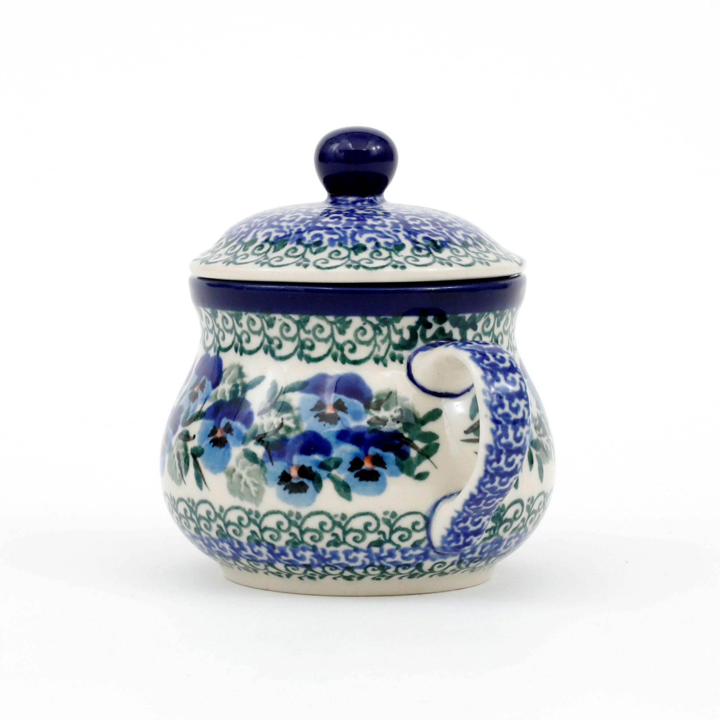 Cukiernica ceramiczna z uchwytami 035 h-9,5cm  2273X Kobaltowe bratki
