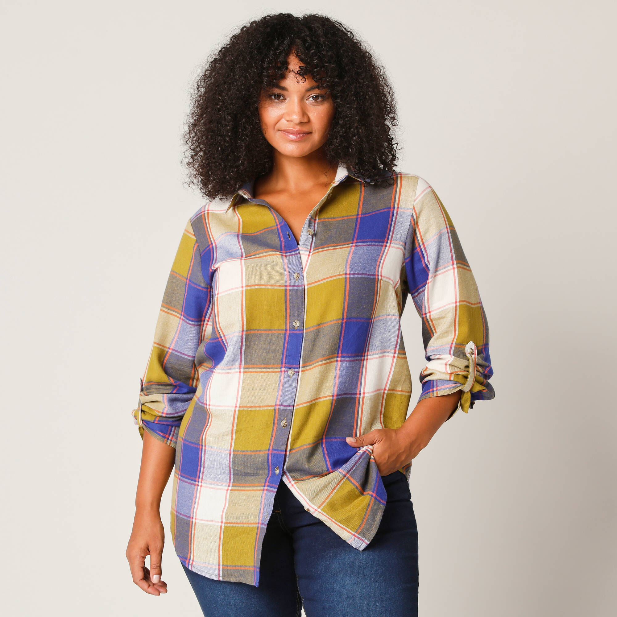 Chemise longue grands carreaux, flanelle
