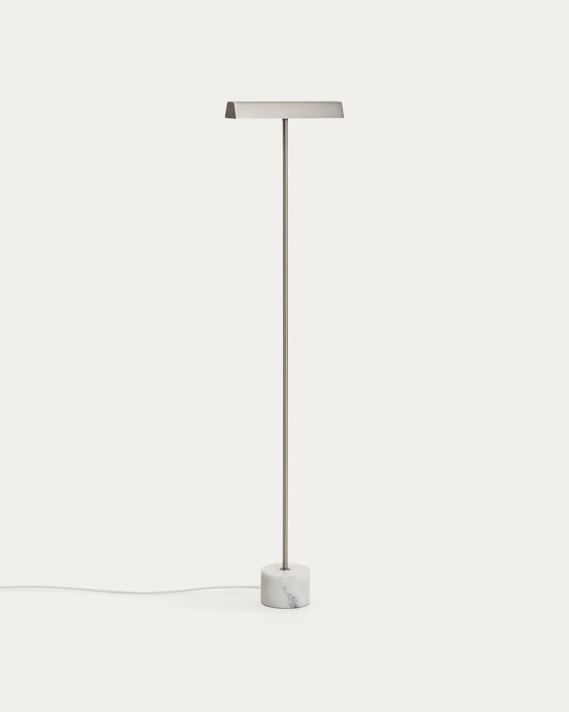 Lynor brushed steel floor lamp with white marble base
